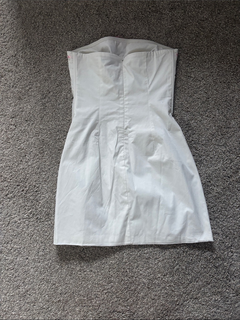 Edikted White Strapless Dress with Pink Ribbon Trim - Picture 2 of 3
